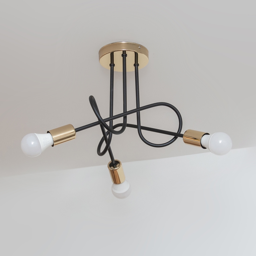 Plafonnier OXFORD 3xE27/15W/230V doré/noir