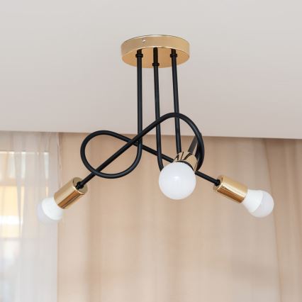 Plafonnier OXFORD 3xE27/15W/230V doré/noir