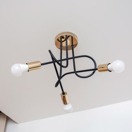 Plafonnier OXFORD 3xE27/15W/230V doré/noir