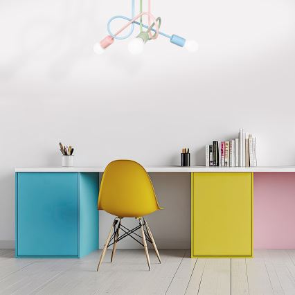 Plafonnier OXFORD 3xE27/15W/230V vert/rose/bleu