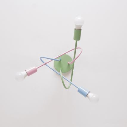 Plafonnier OXFORD 3xE27/15W/230V vert/rose/bleu