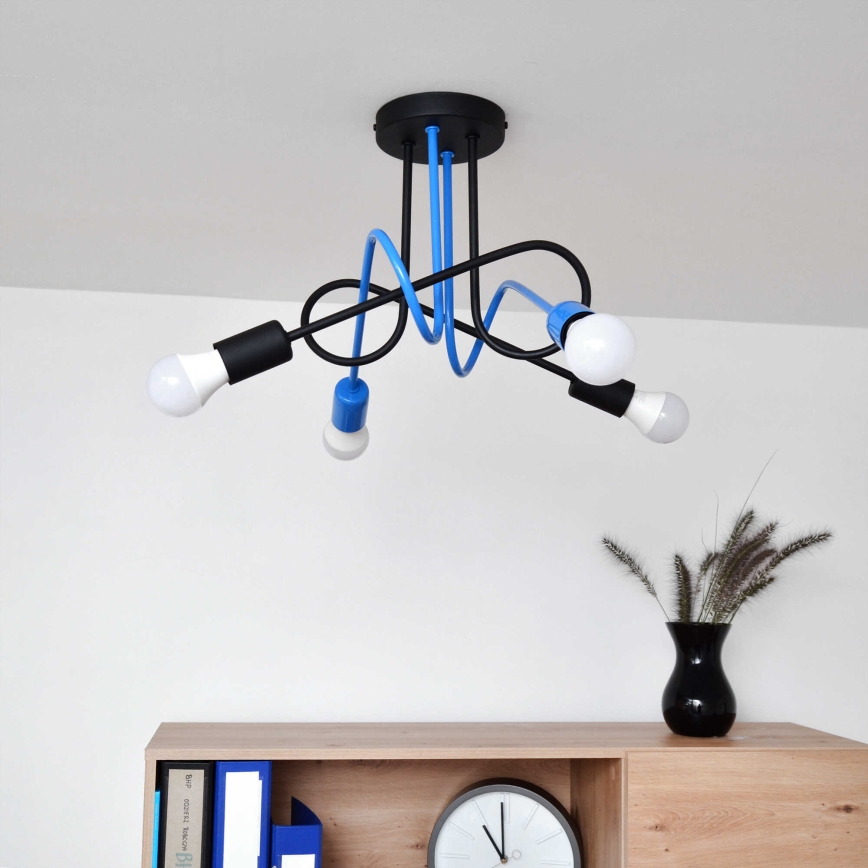 Plafonnier OXFORD 4xE27/15W/230V noir/bleu