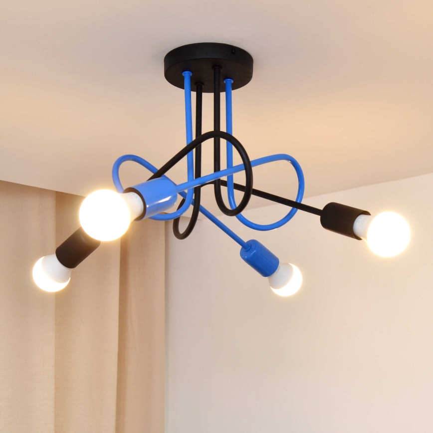 Plafonnier OXFORD 4xE27/15W/230V noir/bleu