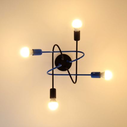 Plafonnier OXFORD 4xE27/15W/230V noir/bleu