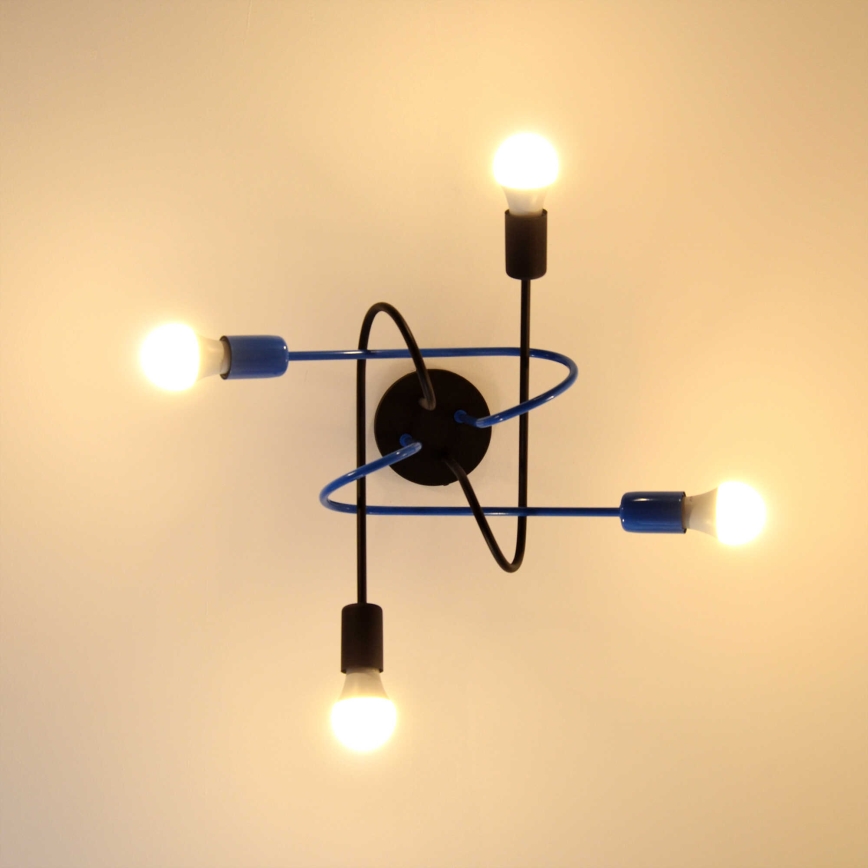 Plafonnier OXFORD 4xE27/15W/230V noir/bleu