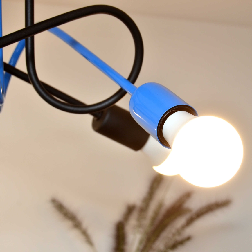 Plafonnier OXFORD 4xE27/15W/230V noir/bleu