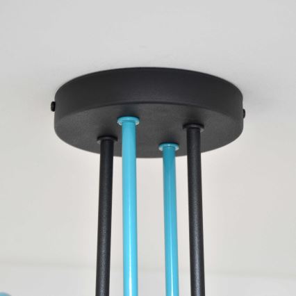 Plafonnier OXFORD 4xE27/15W/230V noir/turquoise