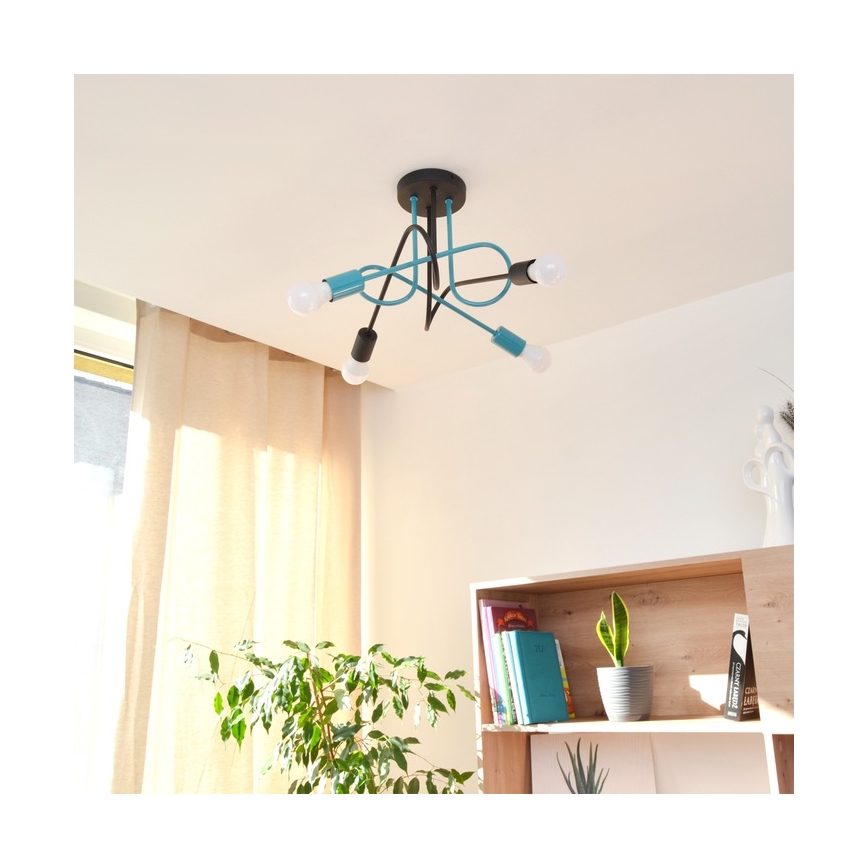 Plafonnier OXFORD 4xE27/15W/230V noir/turquoise