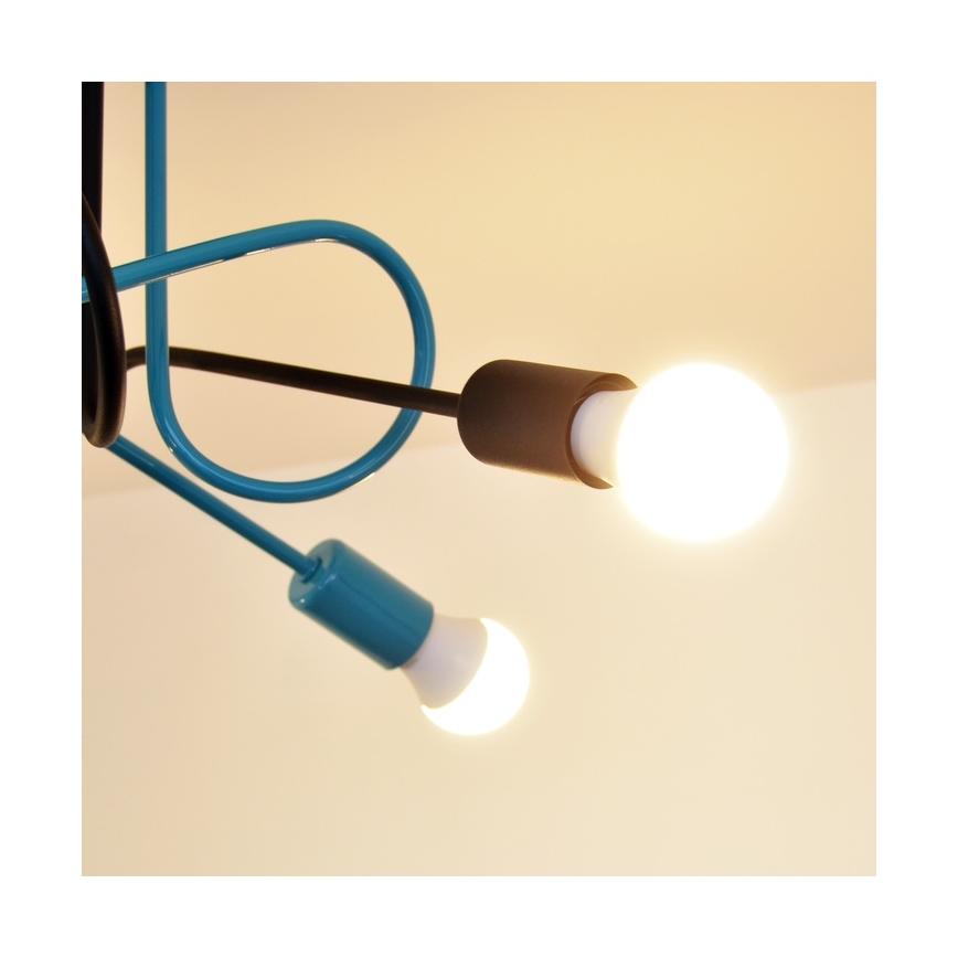 Plafonnier OXFORD 4xE27/15W/230V noir/turquoise