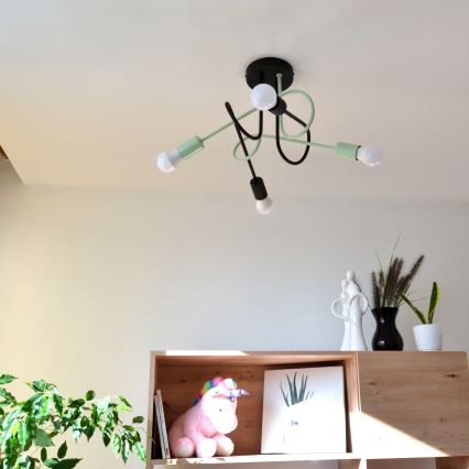 Plafonnier OXFORD 4xE27/15W/230V noir/vert