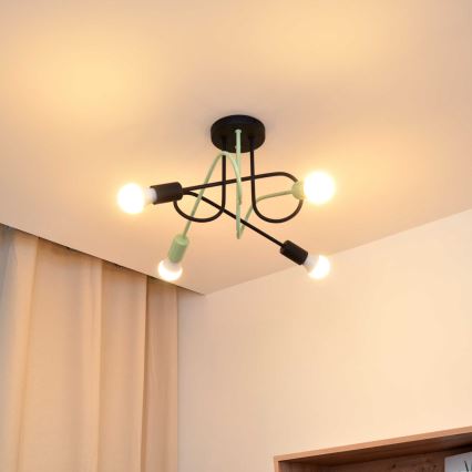 Plafonnier OXFORD 4xE27/15W/230V noir/vert
