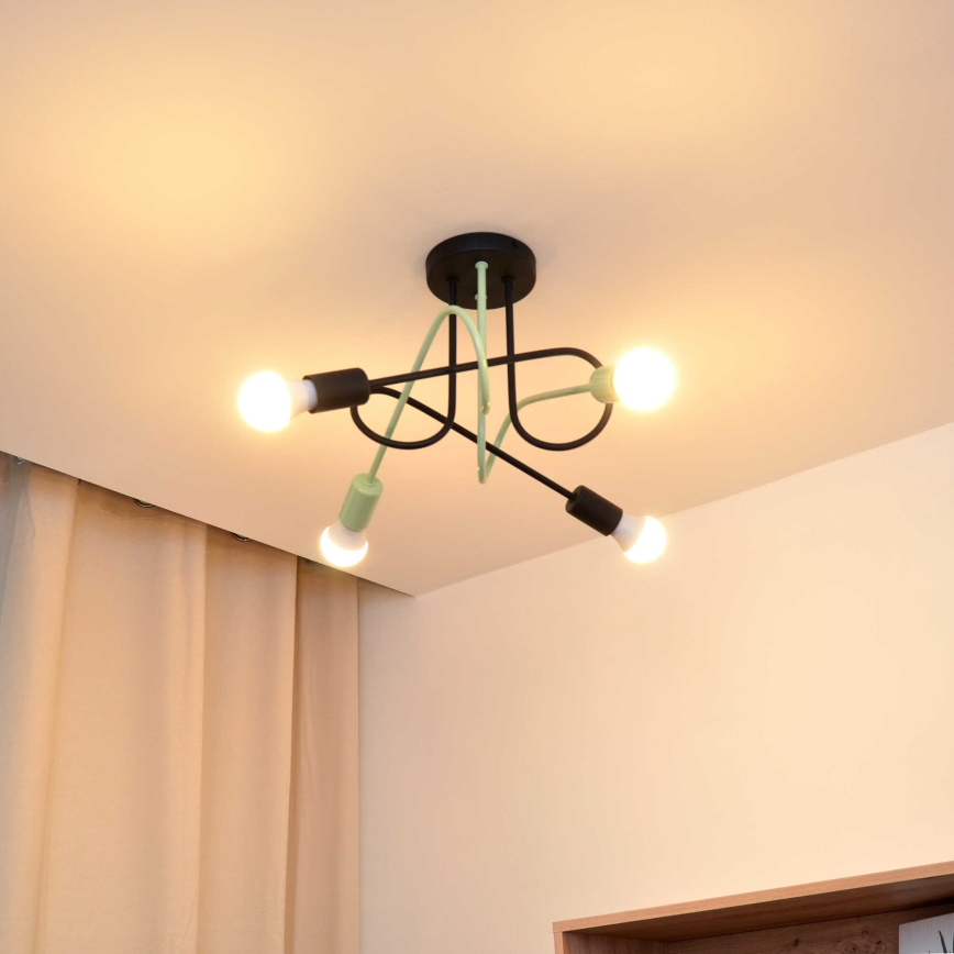 Plafonnier OXFORD 4xE27/15W/230V noir/vert