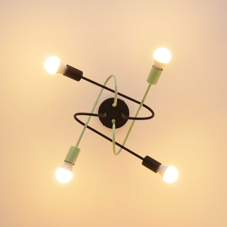Plafonnier OXFORD 4xE27/15W/230V noir/vert