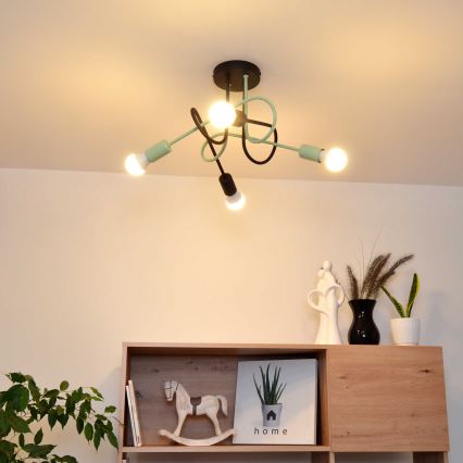 Plafonnier OXFORD 4xE27/15W/230V noir/vert