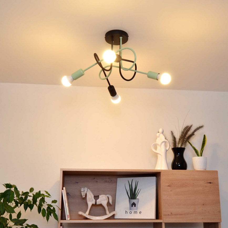 Plafonnier OXFORD 4xE27/15W/230V noir/vert