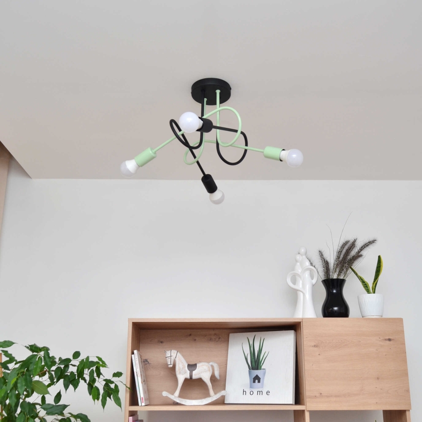 Plafonnier OXFORD 4xE27/15W/230V noir/vert