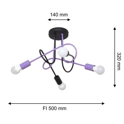 Plafonnier OXFORD 4xE27/15W/230V noir/violet