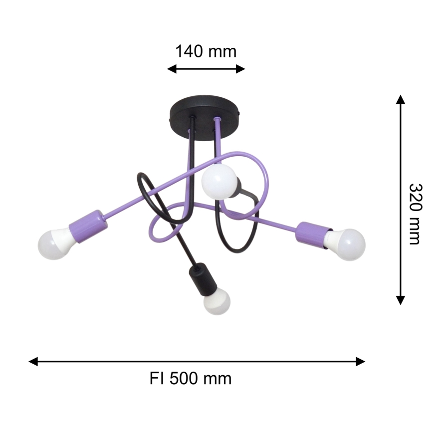 Plafonnier OXFORD 4xE27/15W/230V noir/violet