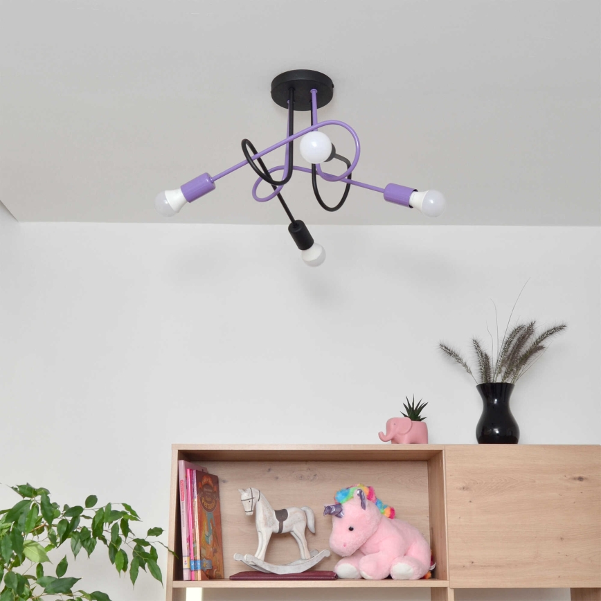 Plafonnier OXFORD 4xE27/15W/230V noir/violet