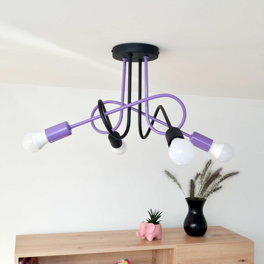 Plafonnier OXFORD 4xE27/15W/230V noir/violet