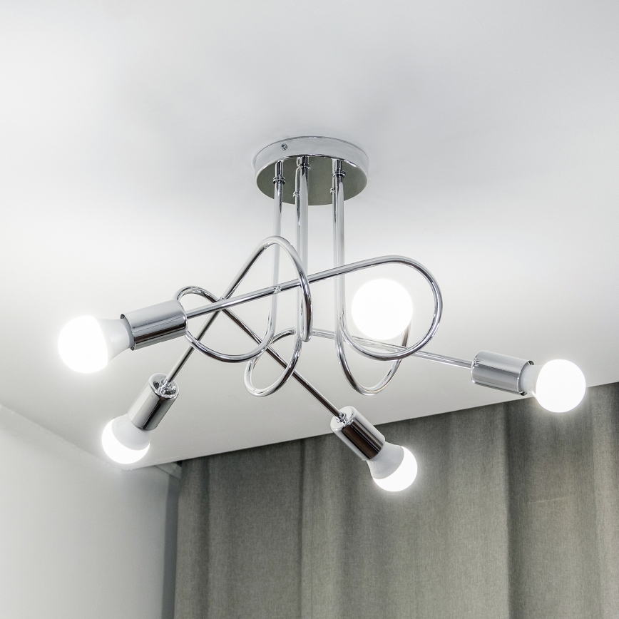 Plafonnier OXFORD 5xE27/15W/230V chrome brillant