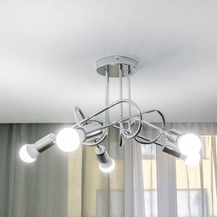 Plafonnier OXFORD 5xE27/15W/230V chrome brillant