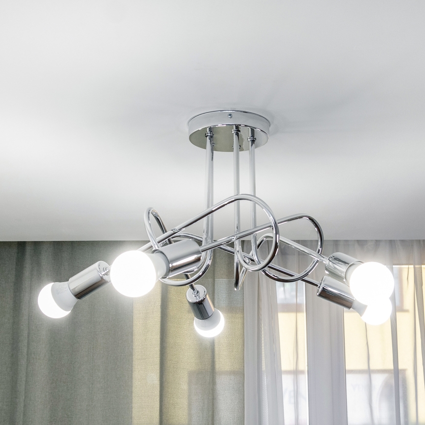 Plafonnier OXFORD 5xE27/15W/230V chrome brillant