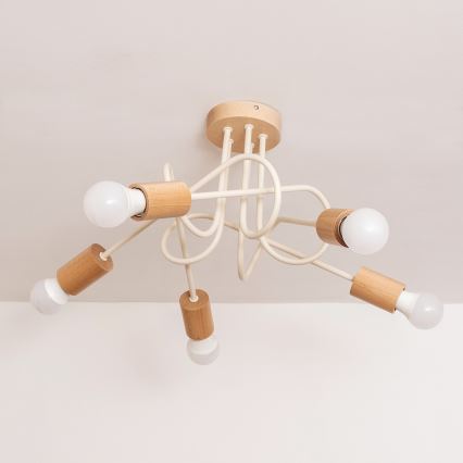 Plafonnier OXFORD 5xE27/15W/230V pin/crème