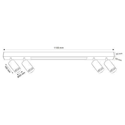 Plafonnier PARIS LED/24W/230V + 4xGU10/10W noir