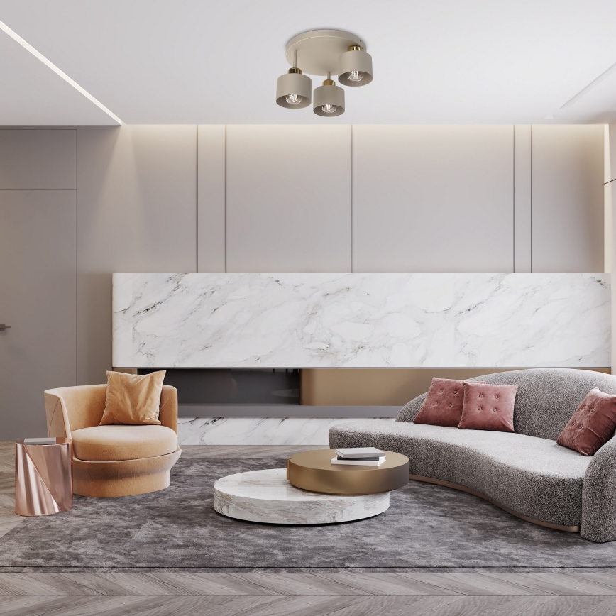 Plafonnier PARKLA 3xE27/15W/230V beige/doré