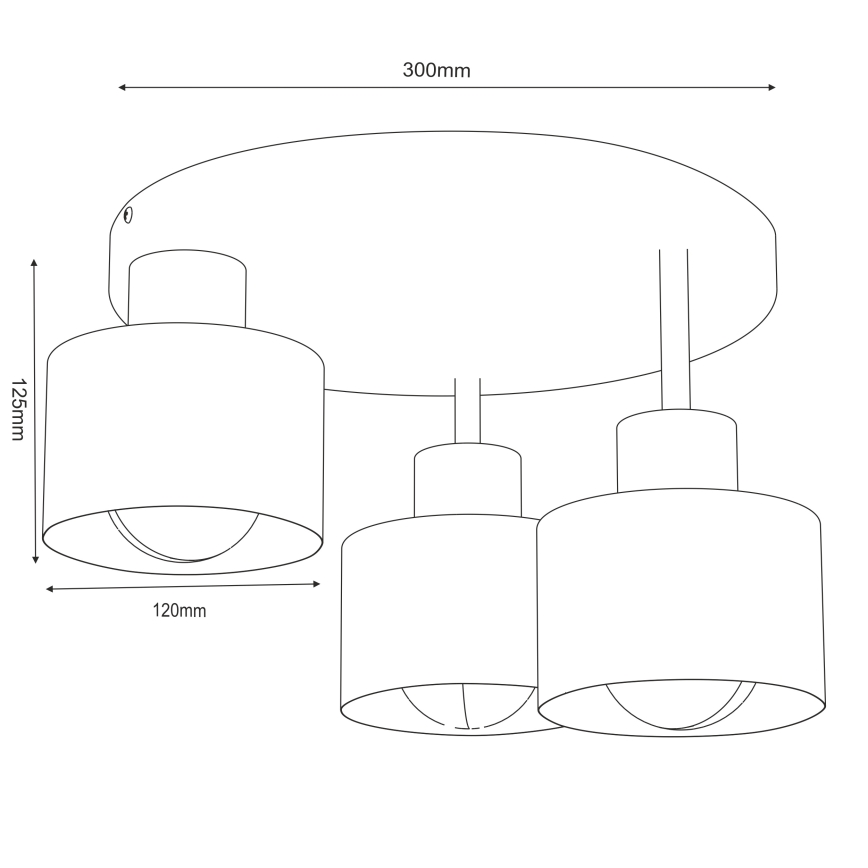 Plafonnier PARKLA 3xE27/15W/230V beige/doré