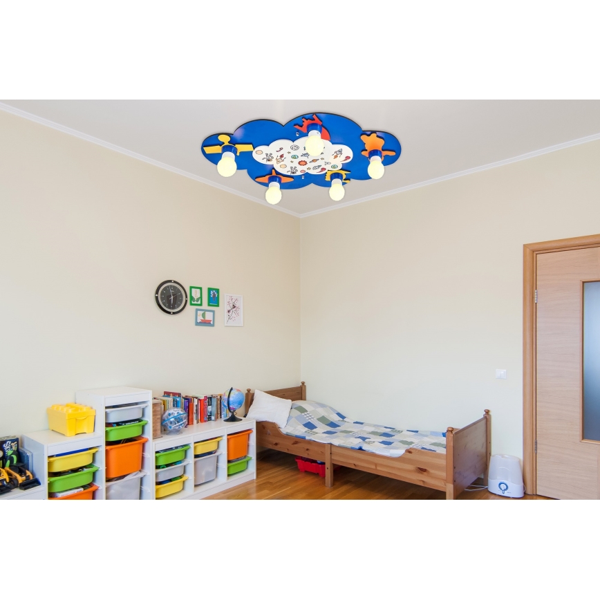 Plafonnier pour chambre d'enfant LUCCA 5xE27/24W/230V bleu