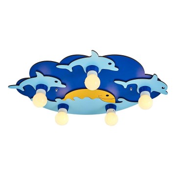 Plafonnier pour enfant LUCCA 5xE27/24W/230V bleu