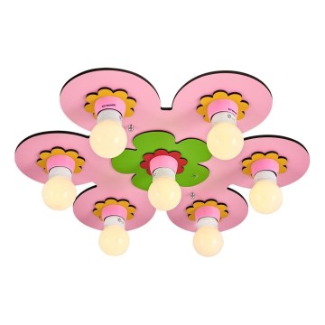 Plafonnier pour enfants LUCCA 7xE27/24W/230V rose