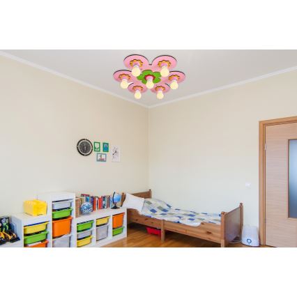 Plafonnier pour enfants LUCCA 7xE27/24W/230V rose