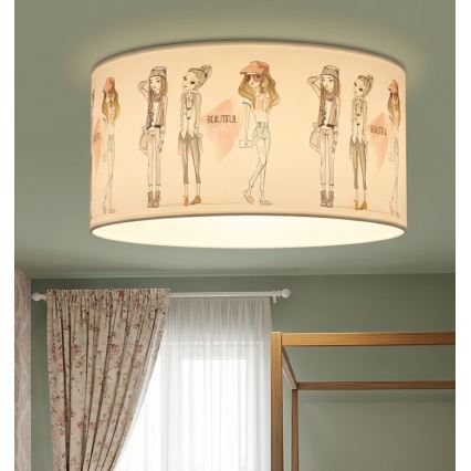 Plafonnier pour filles GIRLS VIBES 1xE27/60W/230V Ø 40 cm