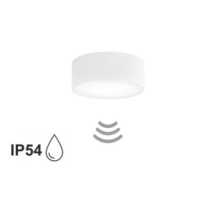 Plafonnier pour salle de bains CLEO avec détecteur, 1 x E27 (max. 24 W), 230 V, Ø 20 cm, IP54, blanc