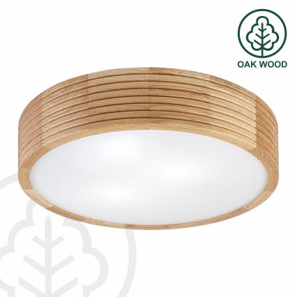 Plafonnier pour salle de bains LINARO 3xE27/15W/230V IP54, finition chêne, Ø 37 cm