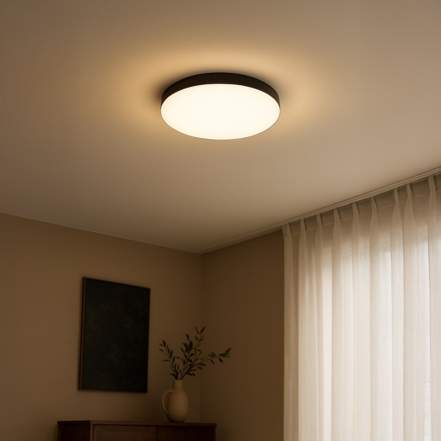 Plafonnier salle de bain avec détecteur MAYA LED/13W/230V d. 33 cm IP44 noir