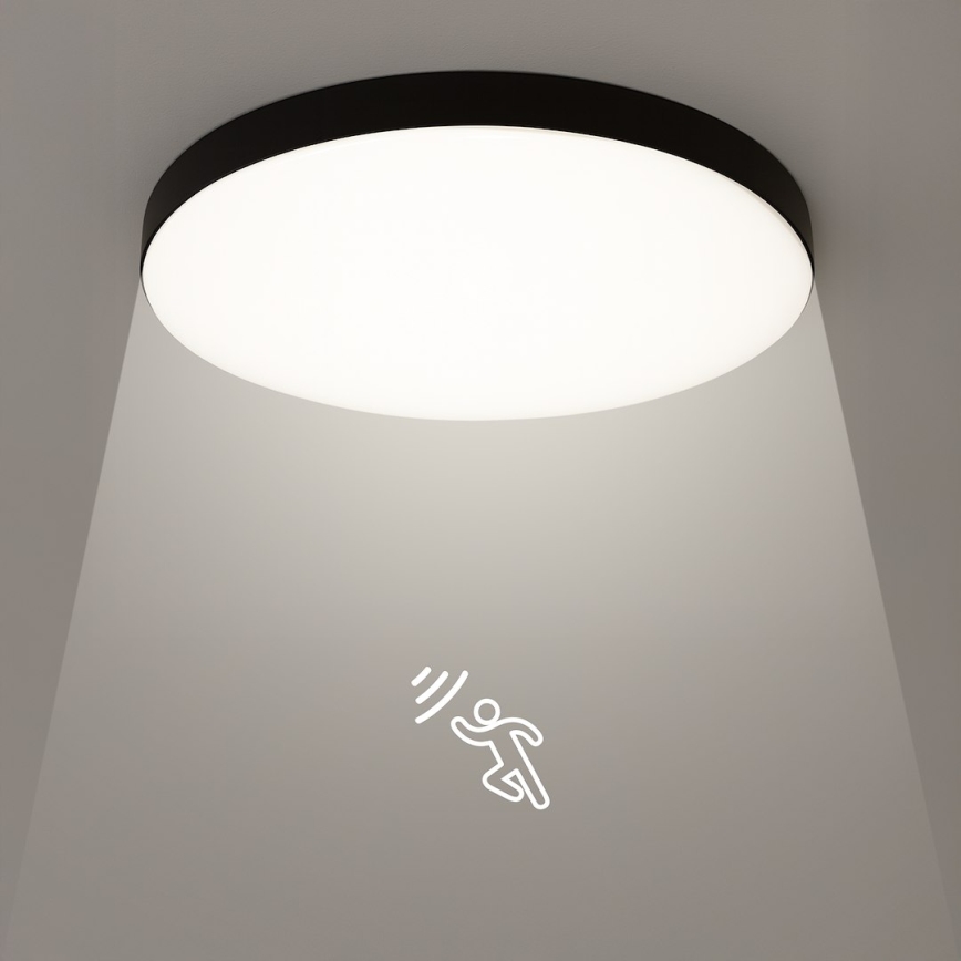 Plafonnier salle de bain avec détecteur MAYA LED/13W/230V d. 33 cm IP44 noir