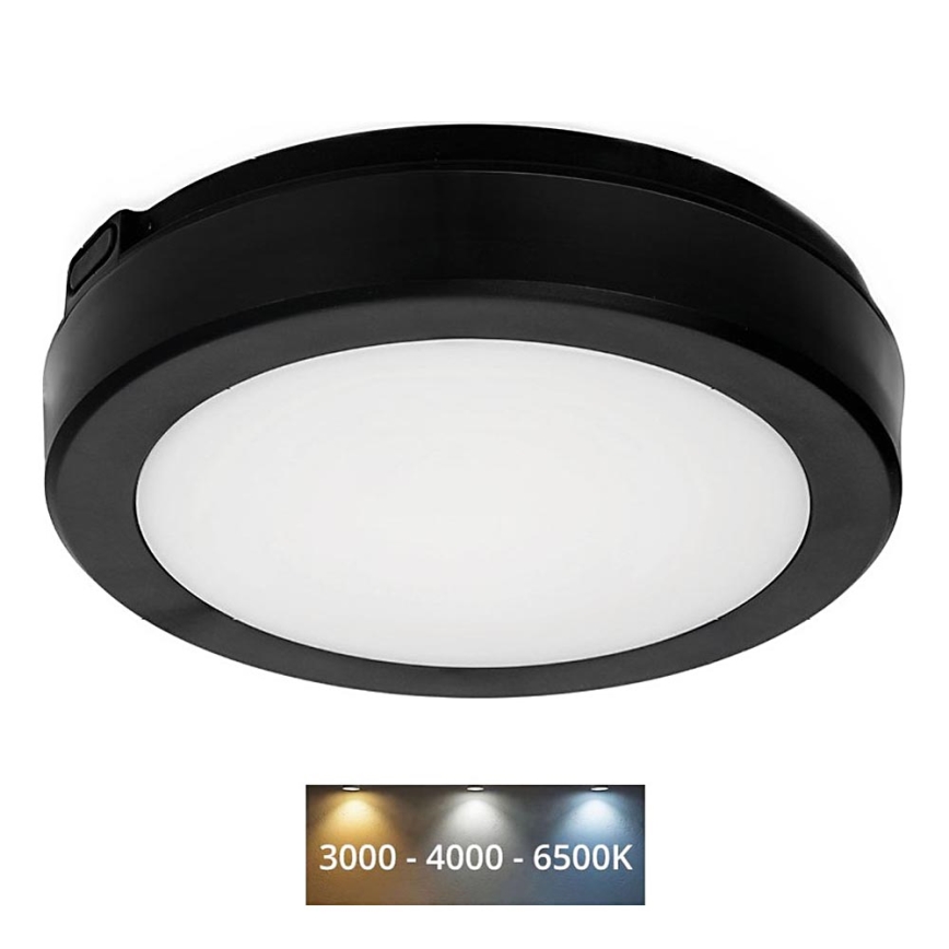 Plafonnier salle de bain NAIROS LED/12W/230V 3000/4000/6500K IP65 d. 20 cm noir