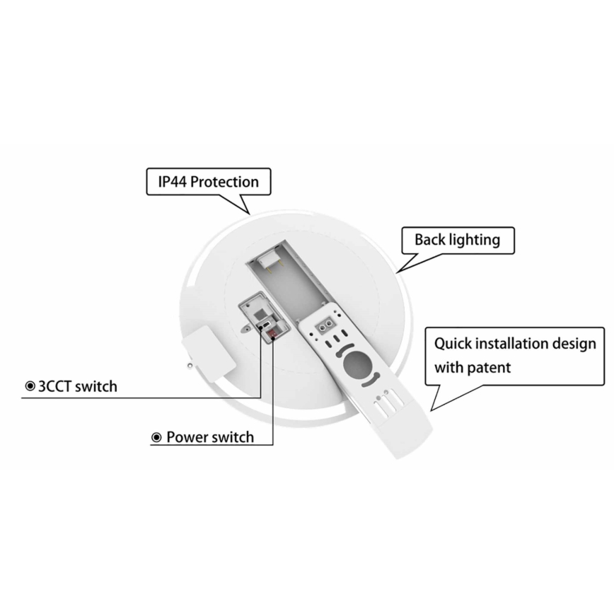 Plafonnier à intensité variable salle de bain SLIDE LED/6/12/18/24W/230V 2900/4000/6200K IP44 blanc