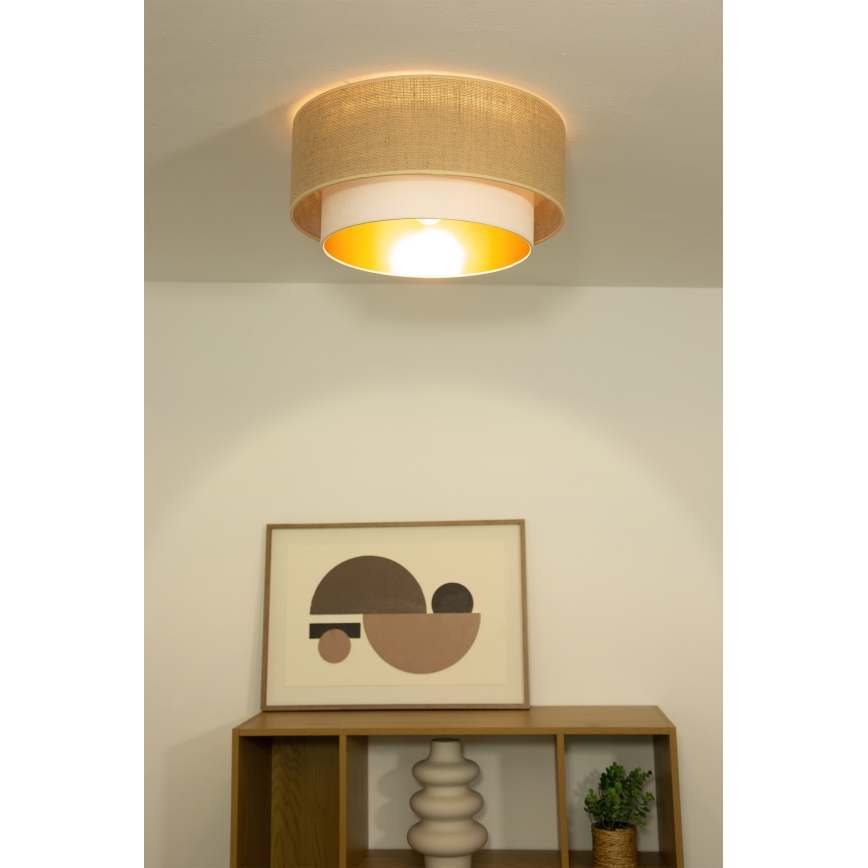 Plafonnier SARTA 1xE27/60W/230V Ø 45 cm blanc/jute
