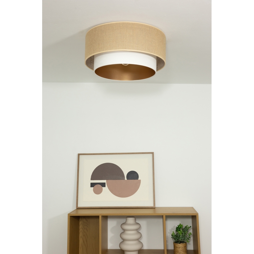 Plafonnier SARTA 1xE27/60W/230V Ø 45 cm blanc/jute
