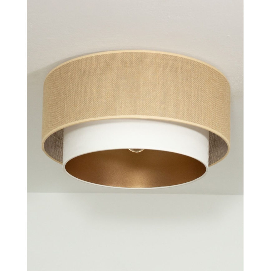 Plafonnier SARTA 1xE27/60W/230V Ø 45 cm blanc/jute