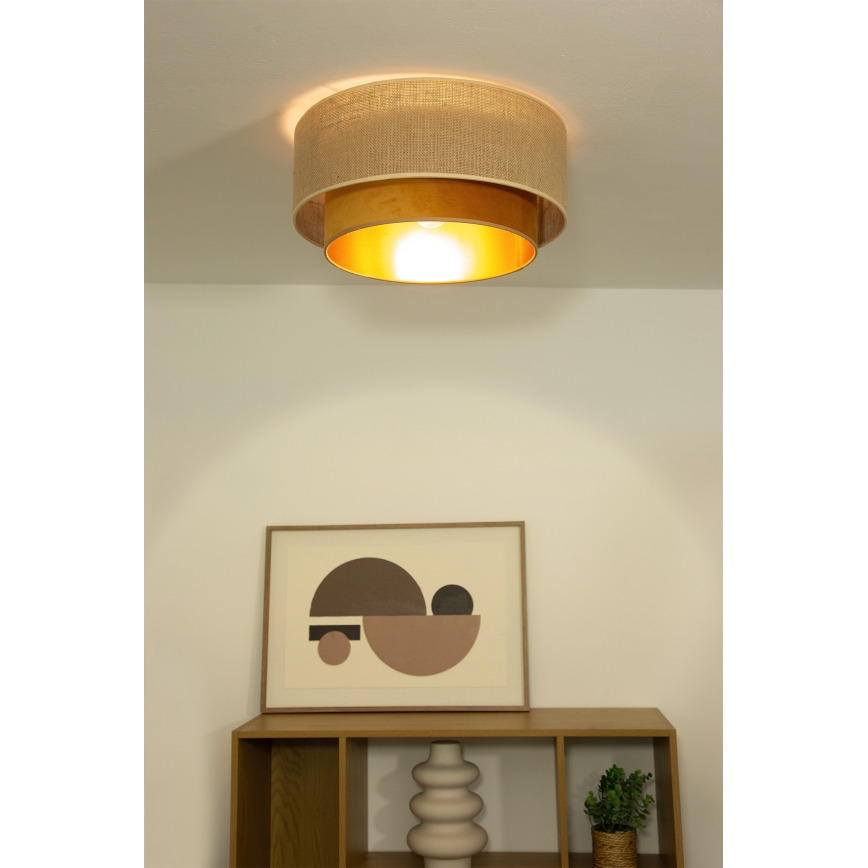 Plafonnier SARTA 1xE27/60W/230V Ø 45 cm cuivré/jute