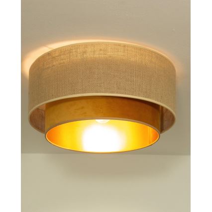 Plafonnier SARTA 1xE27/60W/230V Ø 45 cm cuivré/jute