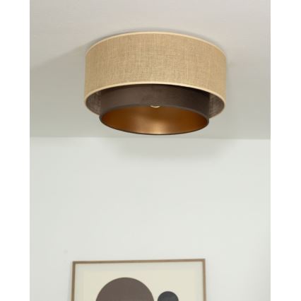 Plafonnier SARTA 1xE27/60W/230V Ø 45 cm marron/jute