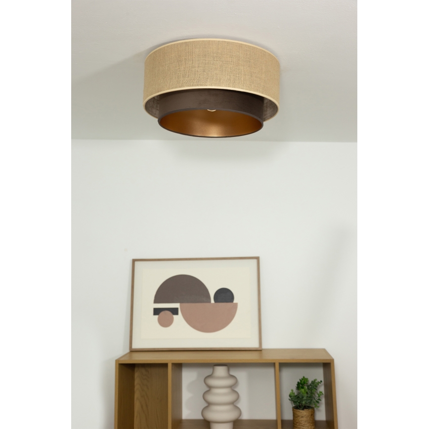 Plafonnier SARTA 1xE27/60W/230V Ø 45 cm marron/jute