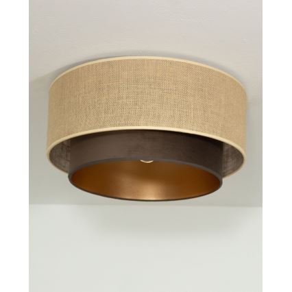 Plafonnier SARTA 1xE27/60W/230V Ø 45 cm marron/jute